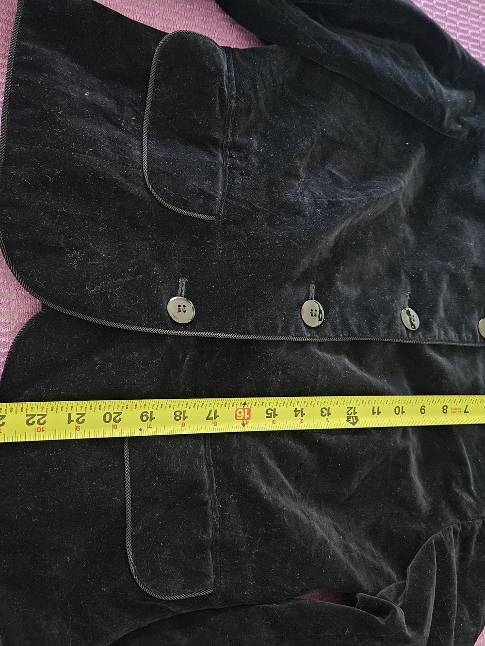 Black Velvet Button-Front Women's Jacket - Picture 4 of 10